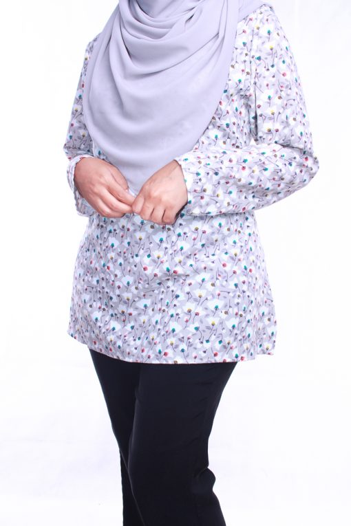 Floral Blouse in Grey - Image 2