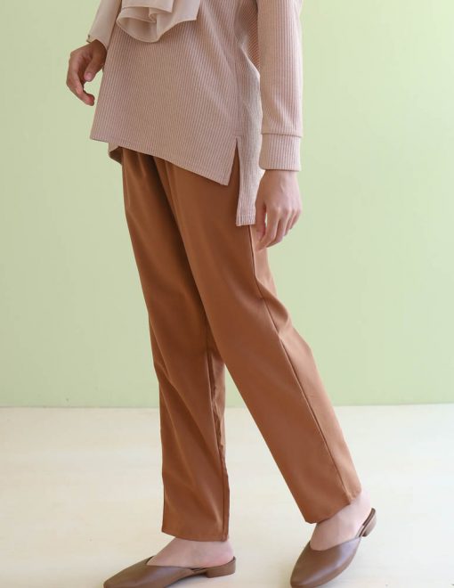 Cotton Straight Pants in Brown - Image 5