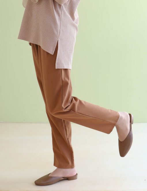 Cotton Straight Pants in Brown - Image 3