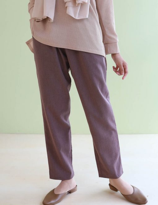 Cotton Straight Pants in Plum - Image 6