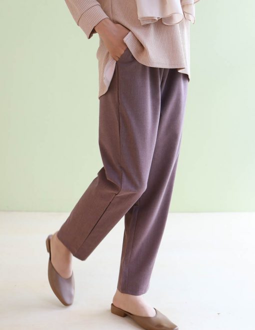 Cotton Straight Pants in Plum - Image 4