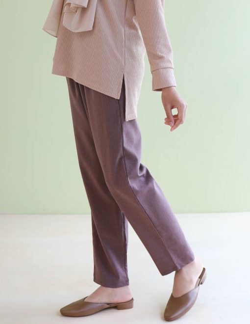 Cotton Straight Pants in Plum - Image 3