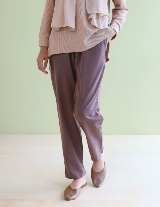 Cotton Straight Pants in Plum - Image 5