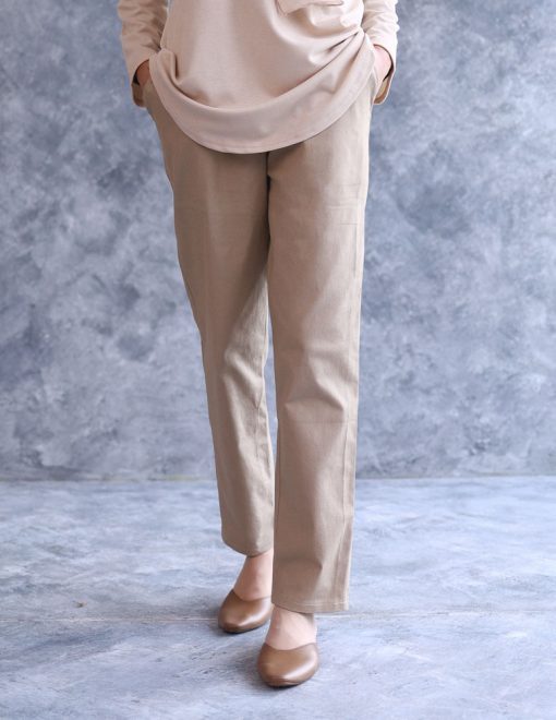 Demii Pants Straight Cut in Khaki - Image 4