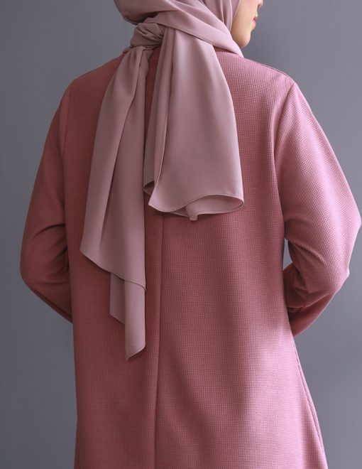 Baju labuh longgar ironless material waffle warna dusty pink