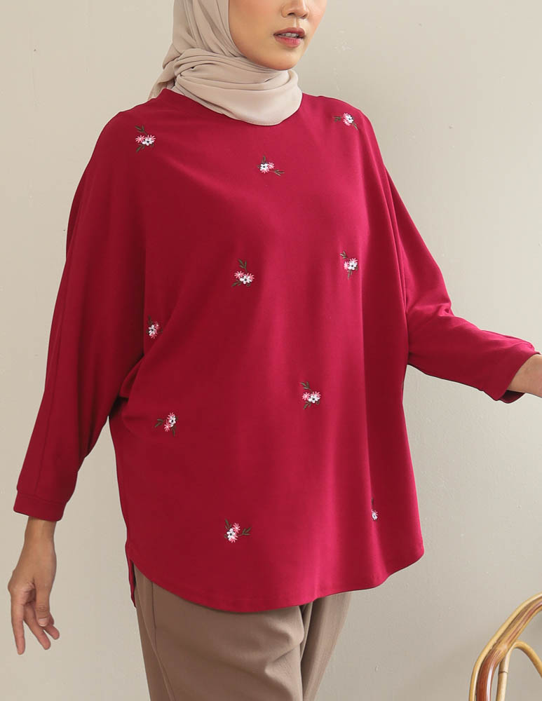 Maia Batwing in Dark Red – Attire Madness