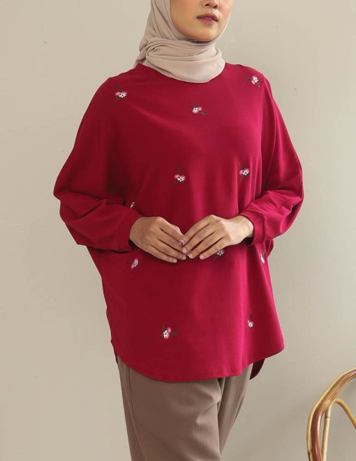 Maia Batwing in Dark Red – Attire Madness